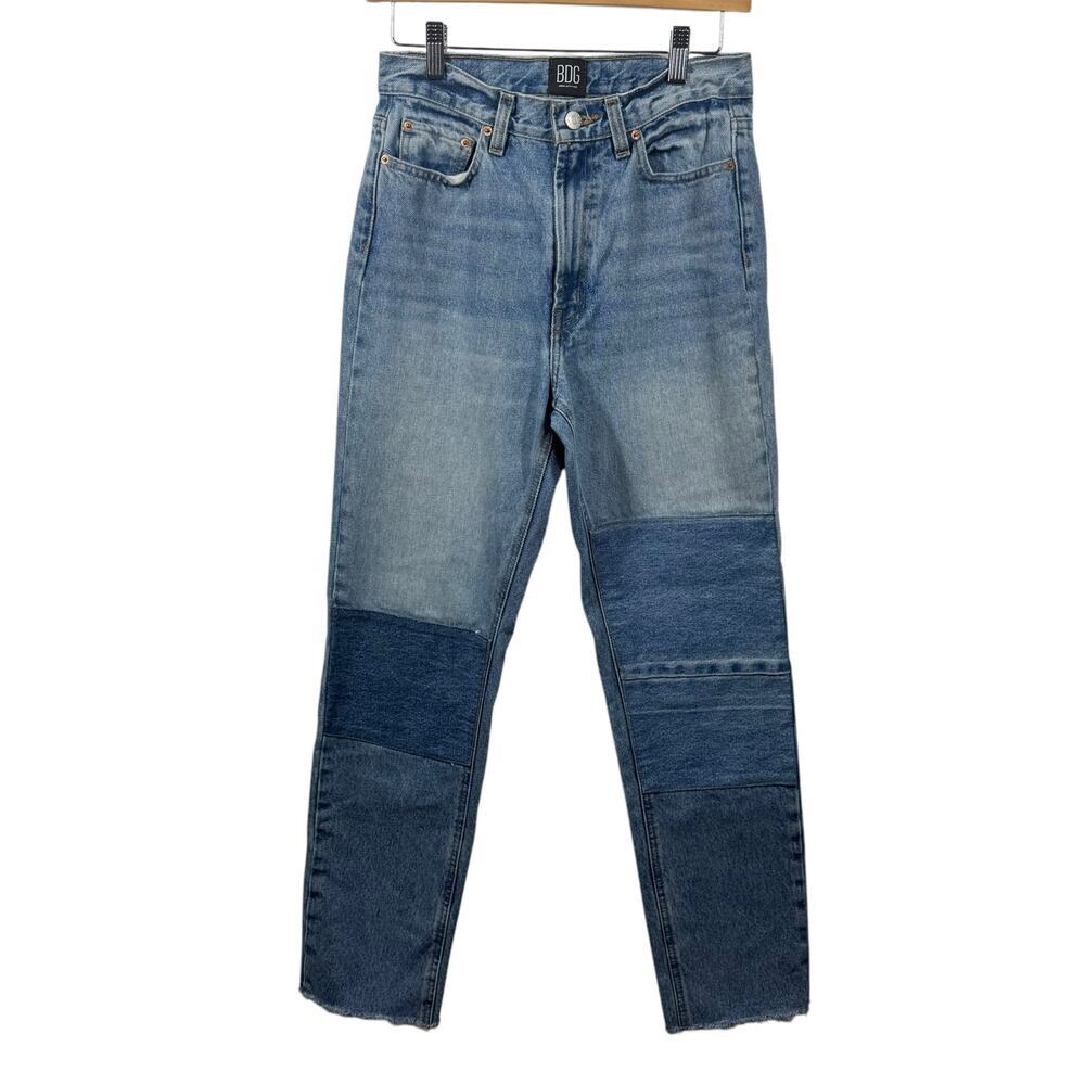 BDG Jeans Women 27 Blue Slim Straight Patch High Rise Medium Wash Cotton Spring
